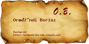 Ormándi Borisz névjegykártya